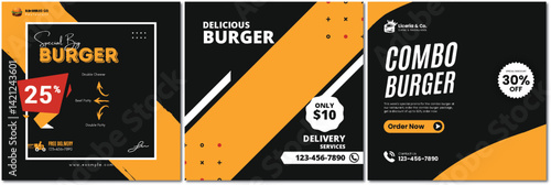 Delicious Burger Promotions with Discounts and Delivery Services Design
