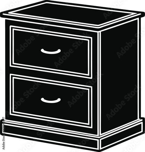 Black and White Silhouette of a Beautiful Kitchen Item Drawer Vector Illustration 