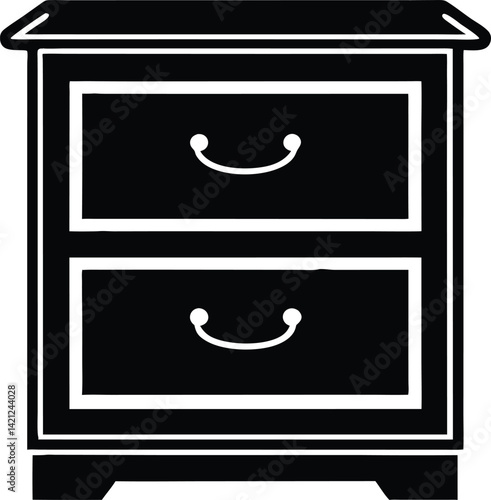 Black and White Silhouette of a Beautiful Kitchen Item Drawer Vector Illustration 