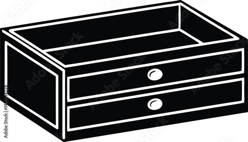 Black and White Silhouette of a Beautiful Kitchen Item Drawer Vector Illustration 