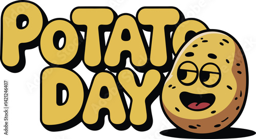 National potato day | potato day celebration | Happy Cartoon Potatoes and Bold Text | August 19 | A global tribute to nature's versatile treasure | Celebrate International Day of Potato