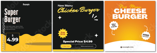 Enticing Burger Menu Trio: Super, Chicken, and Cheese Burger Delight Offers