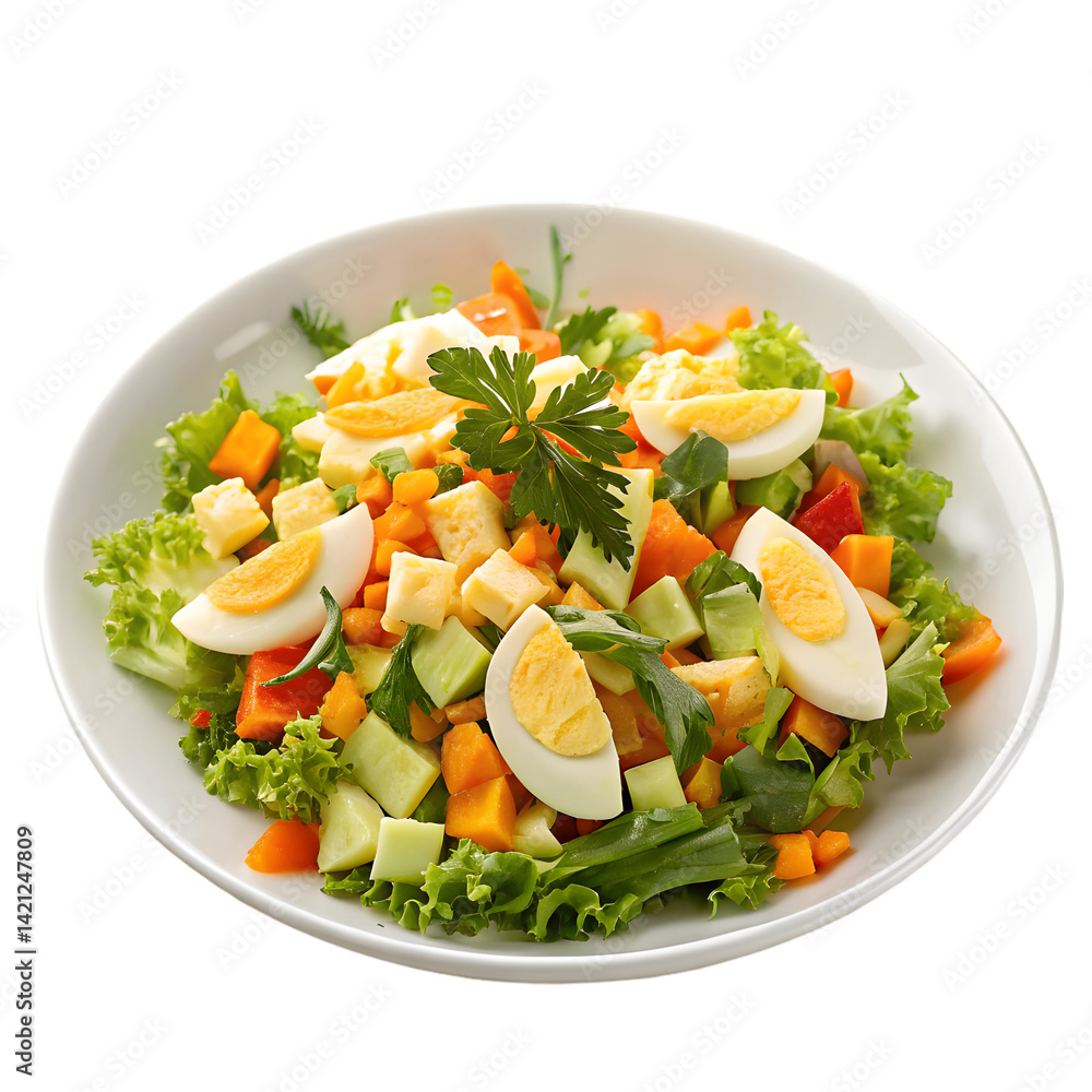Delicious Egg & Veggie Salad Recipe: Healthy and Easy to Make on transparent background Delicious Egg & Veggie Salad Recipe: Healthy and Easy to Make on transparent background