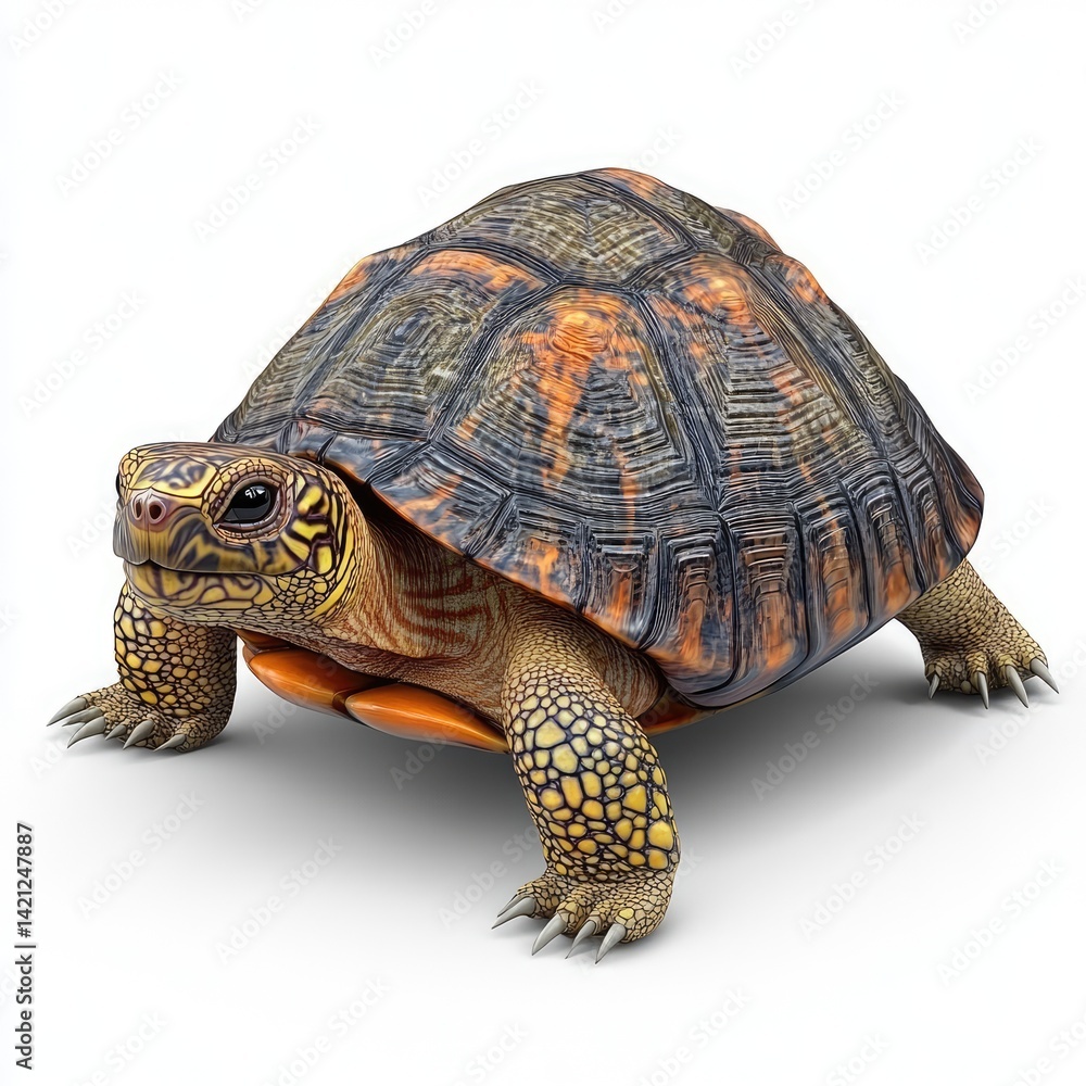 Obraz premium Detailed image of a speckled turtle.
