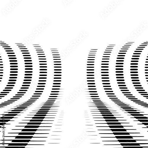 Dynamic Curved Black and White Lines Receding Abstract Background Pattern