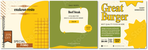 Modern Restaurant Food Promotion Creative Design Template Banner Set