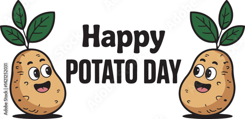 National potato day | potato day celebration | Happy Cartoon Potatoes and Bold Text | August 19 | A global tribute to nature's versatile treasure | Celebrate International Day of Potato