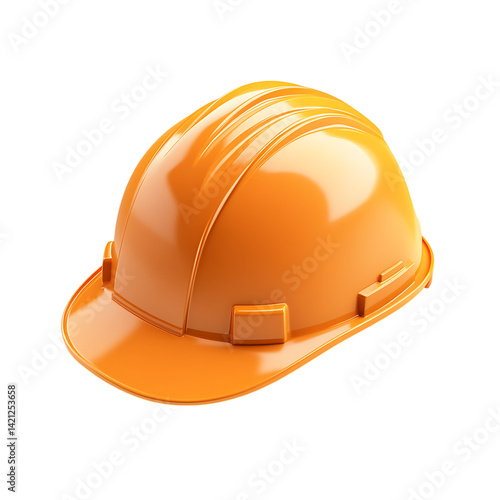 Obraz na płótnie A bright hard construction helmet in clean minimal 3D design shown isolated with shadows removed against a transparent background in realistic rendering w salonie