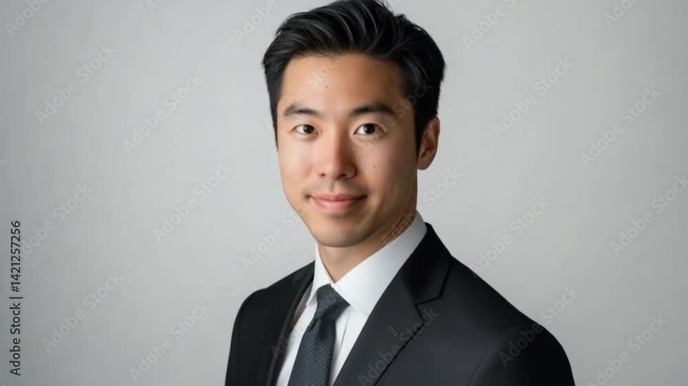 Asian Businessman Portrait: A charismatic Asian businessman, dressed in a sharp suit and tie, exudes confidence and professionalism, captured in a well-lit, studio headshot. Asian Businessman Portrait: A charismatic Asian businessman, dressed in a sharp suit and tie, exudes confidence and professionalism, captured in a well-lit, studio headshot.
