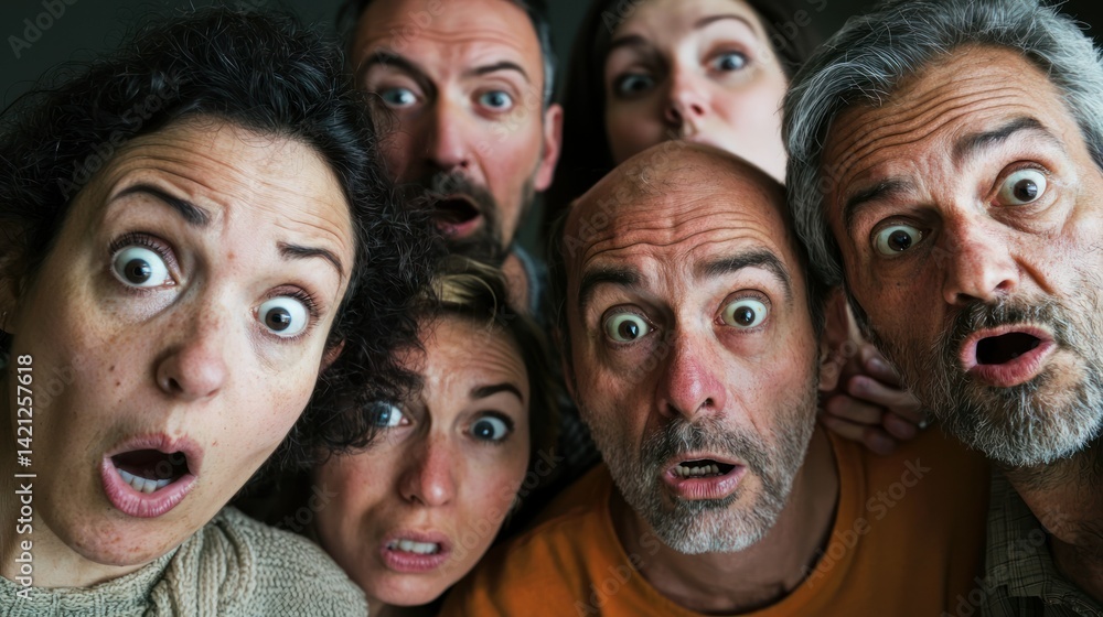 A group of people displaying a disgusted expression as they encounter something unpleasant in a social setting. A group of people displaying a disgusted expression as they encounter something unpleasant in a social setting.