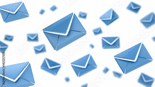 Free Download Blue Envelopes Floating on a White Background for Communication Themes - GFXLoad