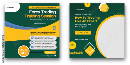 Forex Trading Training Session Advertisement with Geometric Design Elements