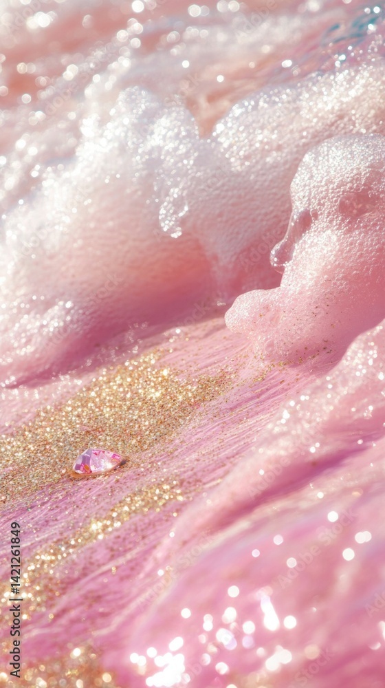 Fototapeta premium Pink and Gold Glittery Foam Texture