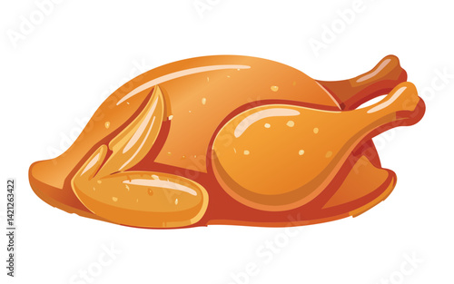 Roasted Chicken Food - Vector Illustration