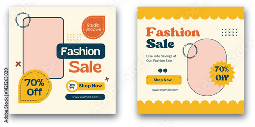 Charming Retro Fashion Sale Promotion Templates for Social Media Marketing