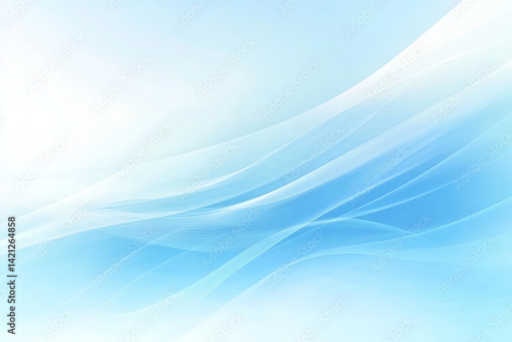 Fototapeta premium Abstract Soft Blue Wave Background, Dynamic Light Blue Lines, Clean Minimalist Design