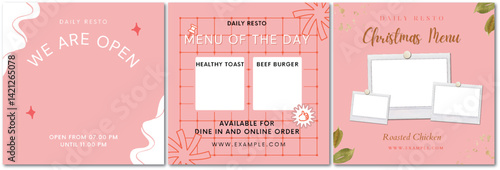 Trendy Restaurant Social Media Post Templates for Daily and Holiday Menus
