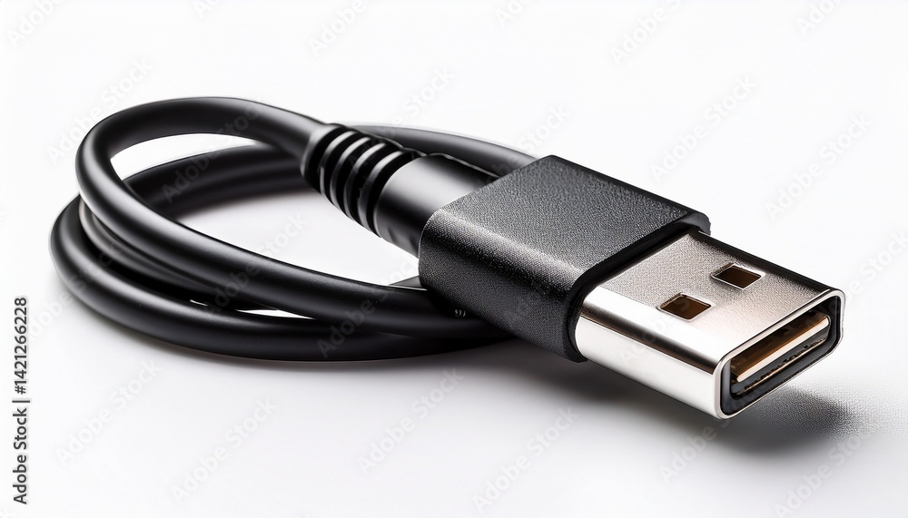 usb cable on white background usb cable on white background