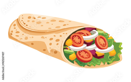 Shawarma Roll Sandwich - Vector Illustration