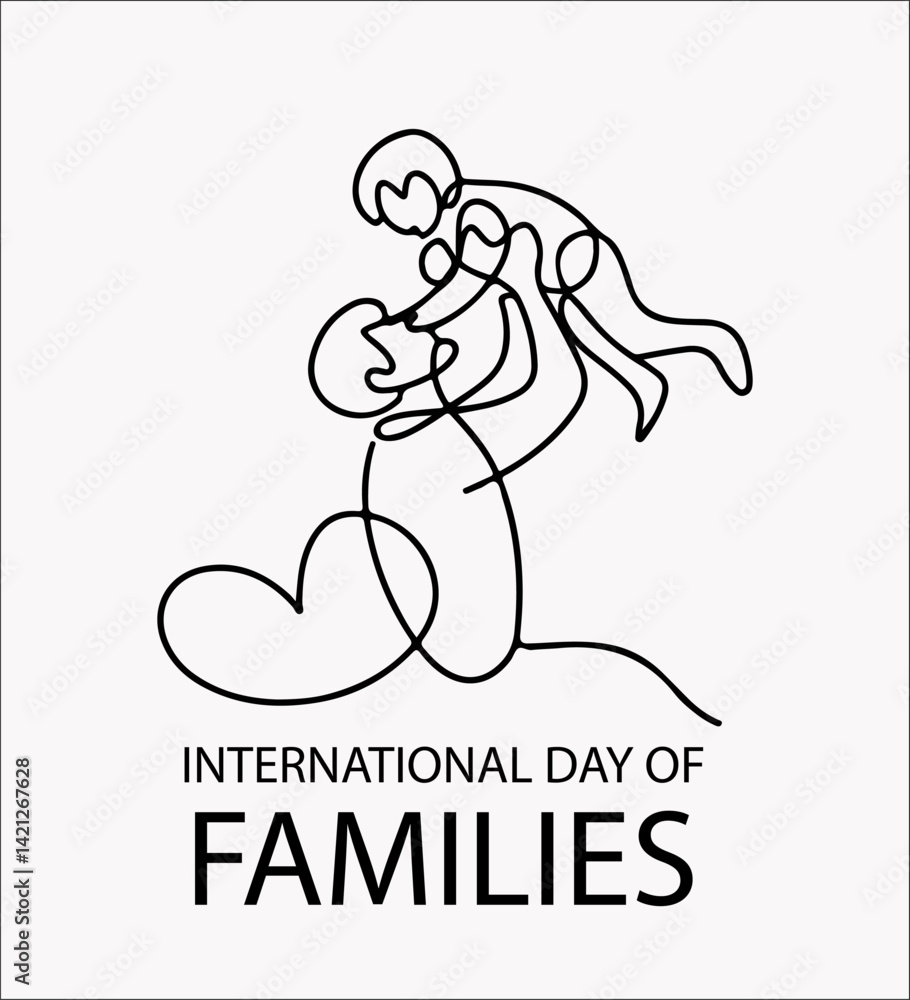Celebrating Family Bonds with Modern Line Art for International Day of Families Celebrating Family Bonds with Modern Line Art for International Day of Families