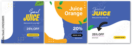 Vibrant Juice Offers: Discount Ads with Fresh Fruit and Dynamic Design