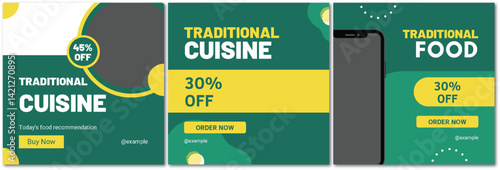 Promotional Set for Traditional Cuisine with Attractive Offers and Mobile App
