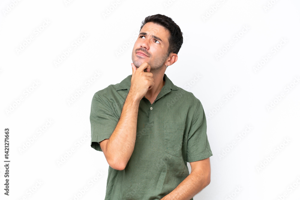 Young handsome man over isolated white background having doubts Young handsome man over isolated white background having doubts