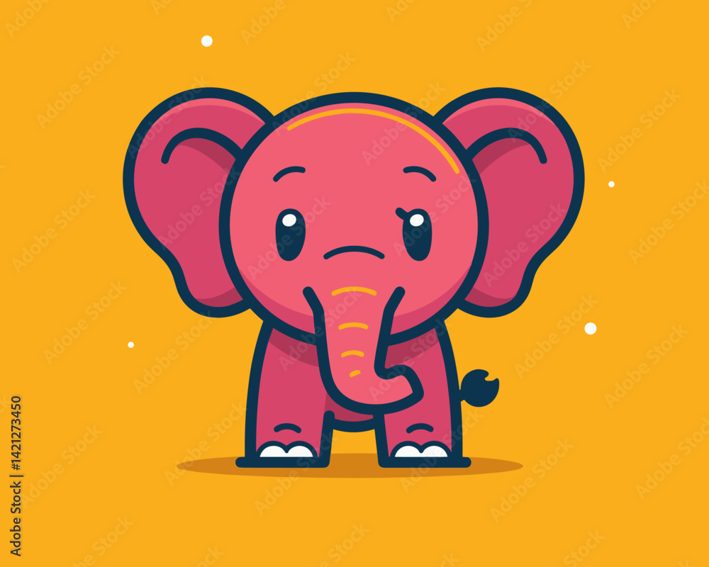 Naklejka premium Cute Cartoon elephant Mascot Character Vector Illustration EPS10