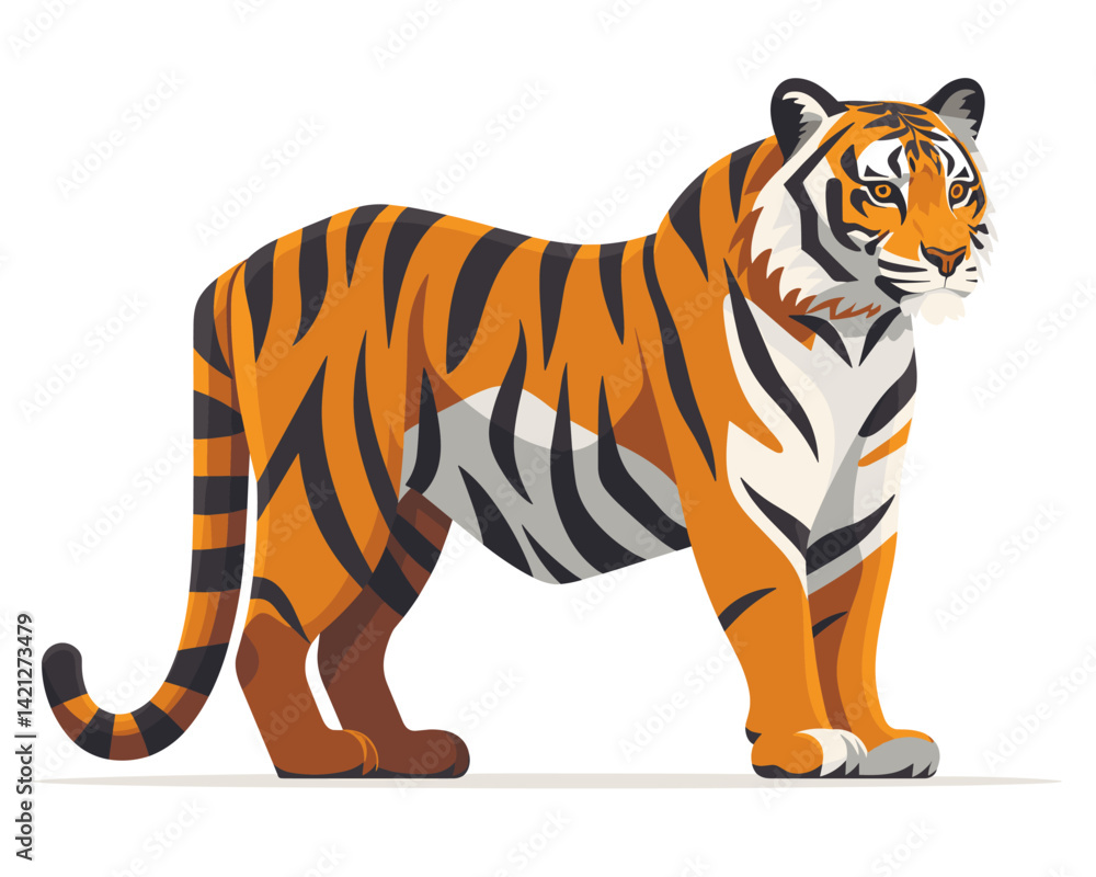 Naklejka premium tiger . Wild animal. Vector illustration in a flat style.