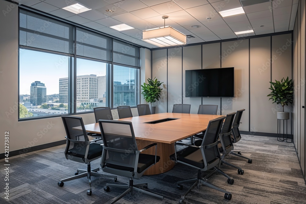 Fototapeta premium Contemporary Unused Strategy Space in Professional Office Setting