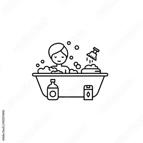 Relaxing person enjoying a bubble bath in a cozy bathroom  