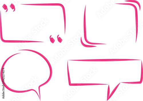 bright pink fuchsia color quote frames and speech bubbles