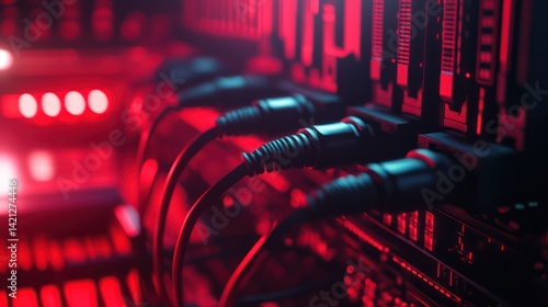 Closeup electrical connectors tech background