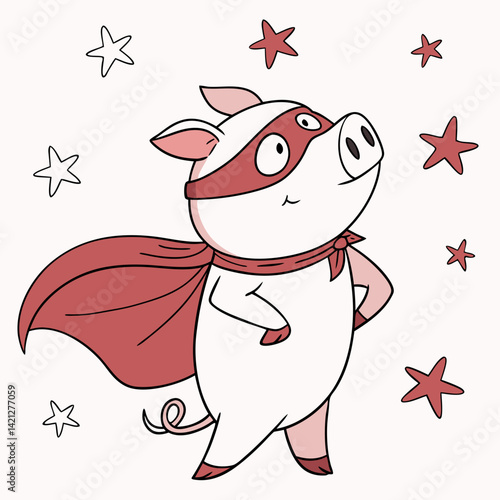 Pig Dressed as a Superhero – Cute Hero Sticker