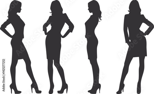 Silhouettes of women and girls in various poses, showcasing beauty, style, and movement