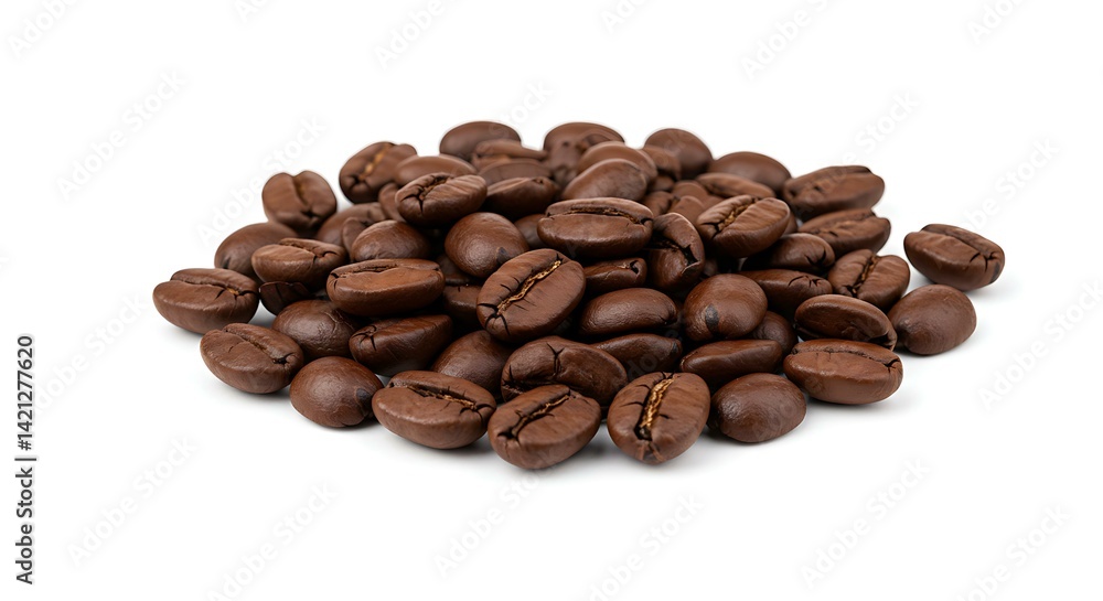 Naklejka premium Roasted coffee beans white background. Brazilian food