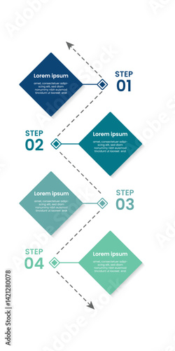 4 Step Diamond Shape Business Infographic Template
