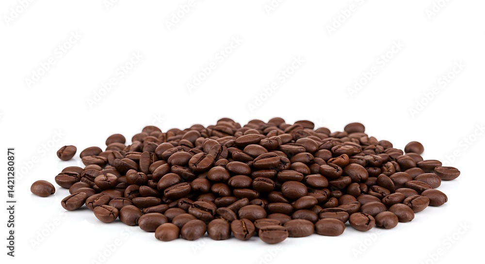 Obraz premium Roasted coffee beans white background. Brazilian food