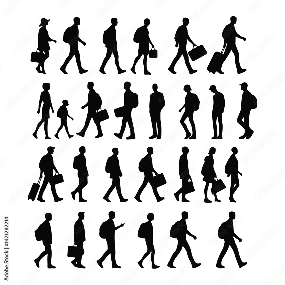 Silhouette walking person vector on a white background Silhouette walking person vector on a white background