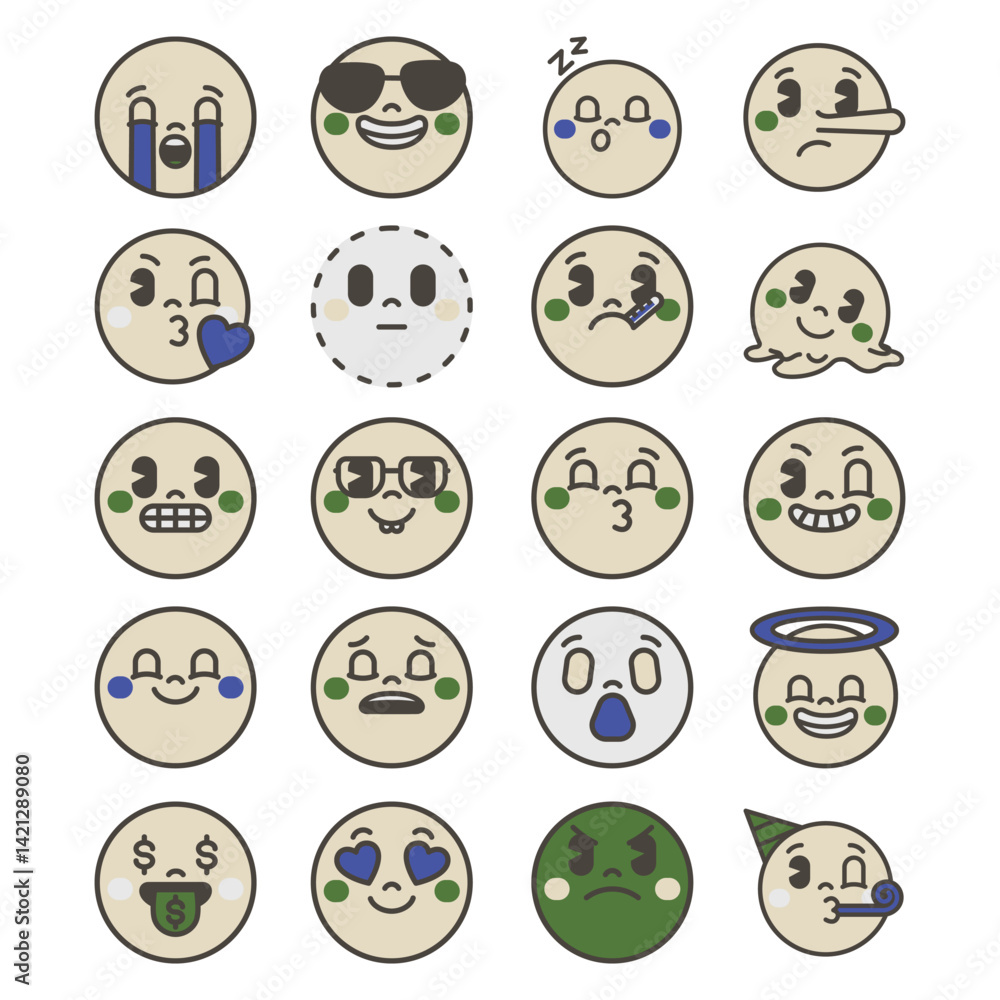 Iconic Brutalish Emoji Face with Retro Line Art Utilitarial Aesthetic Iconic Brutalish Emoji Face with Retro Line Art Utilitarial Aesthetic