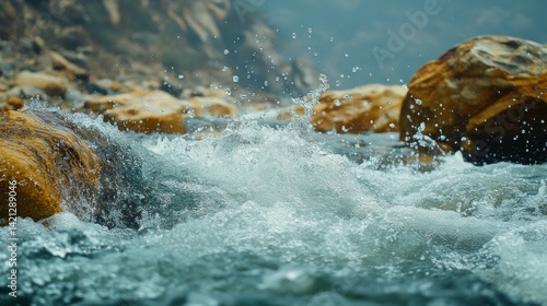 Wallpaper Mural A Symphony of Water: Rapids Crashing Over Rocks in a Mountain Stream's Embrace, showcasing natural force and serene beauty Torontodigital.ca
