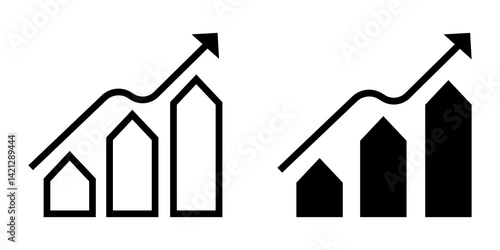 Stock Market Icon flat and line icon Simple outline logo.