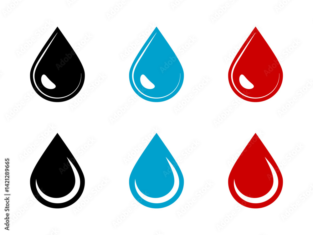 Set Of Water Drops Icon Isolated On White background. Vector Illustration. Droplet Set Of Water Drops Icon Isolated On White background. Vector Illustration. Droplet
