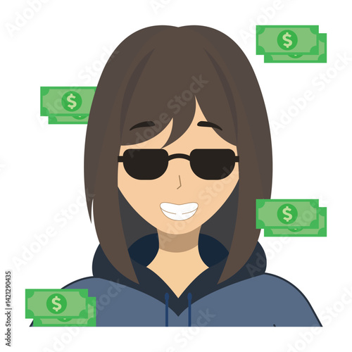 a young woman with her expression vector image