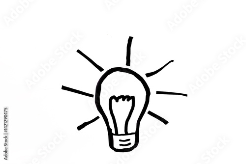 A simple black line drawing of an idea lightbulb on a white background