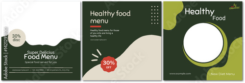 Stylish social media food promotion templates with a modern minimalist style
