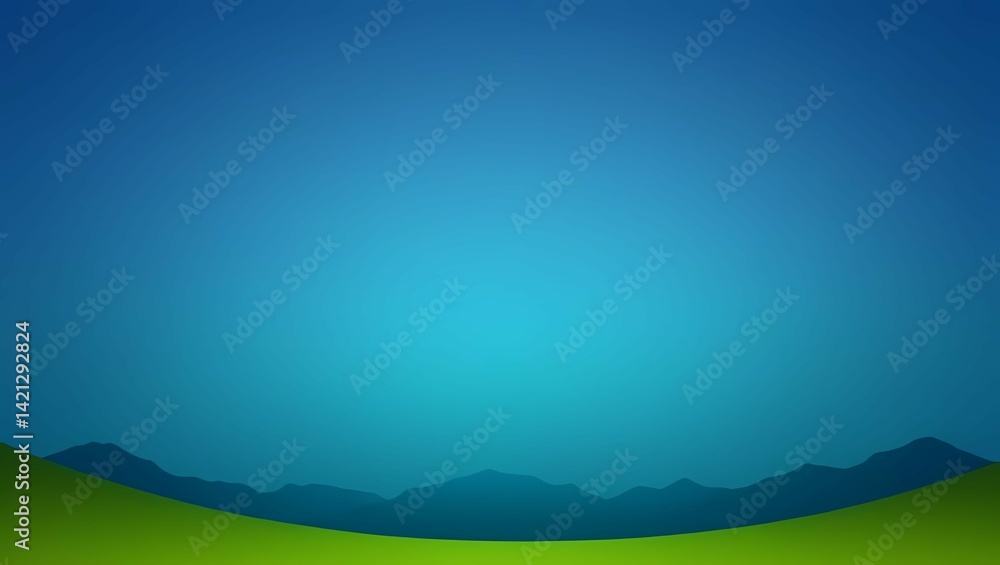 Obraz premium green landscape and blue sky gradient colors background cover 