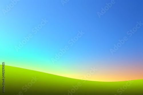 abstract landscape of green field and blue sky with gradient colors for background cover 