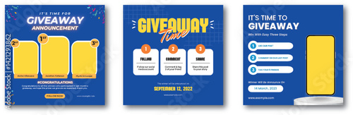Engaging social media giveaway announcement with steps and winner reveal