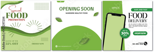 Fresh Food Promotion and Delivery Service Social Media Post Templates